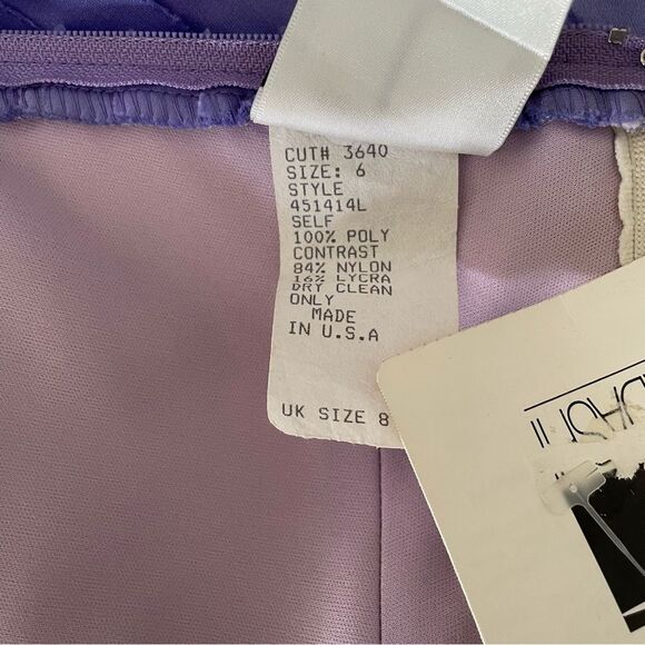 New Tadashi Shoji vintage strapless tiered lilac floor length formal gown size 4 - Picture 10 of 12